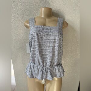 Lucky Brand Blue and White Striped Top y2k sexy
